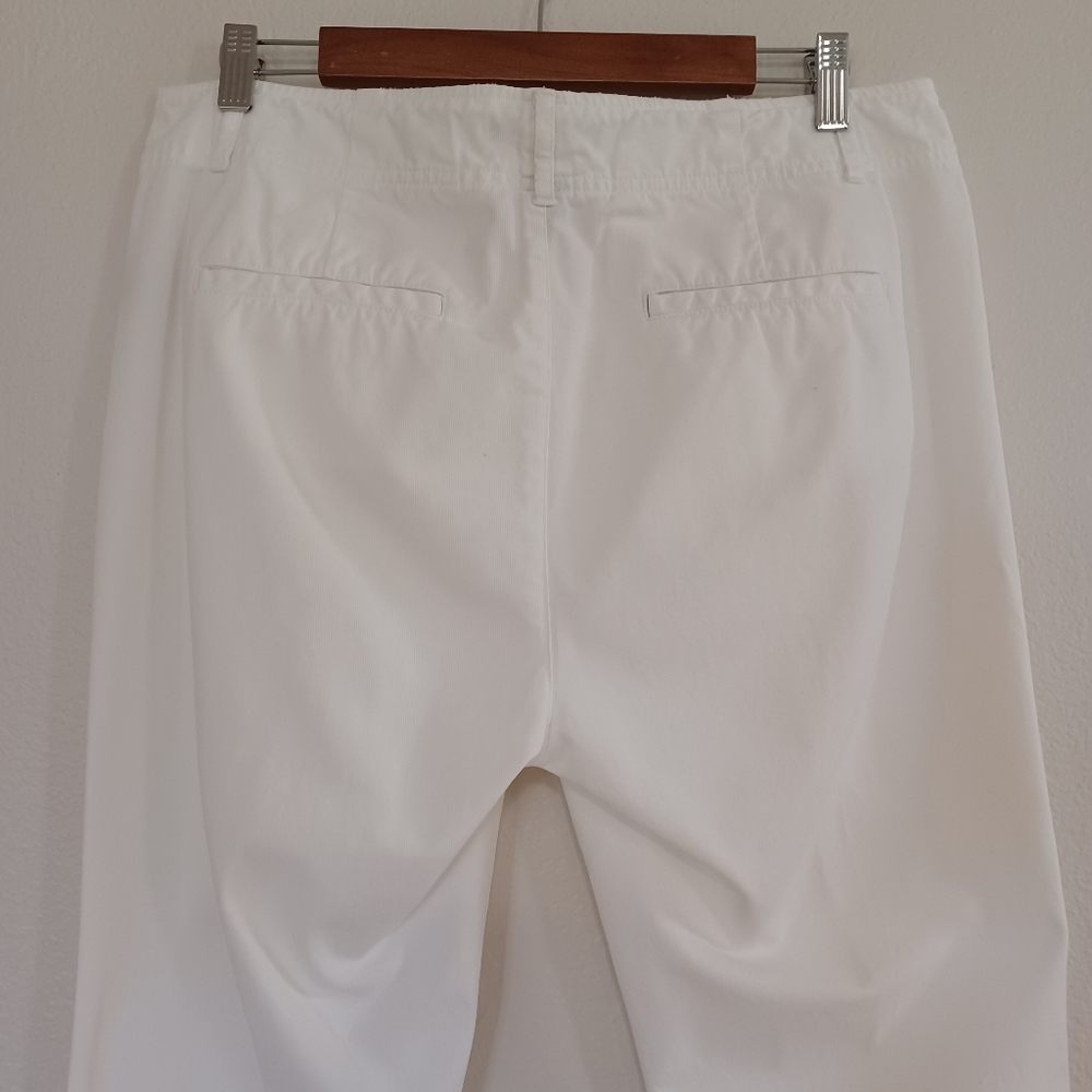 Lauren Ralph Lauren White Straight-Leg Pants with Leather Detail - Size 12 - Picture 5 of 11